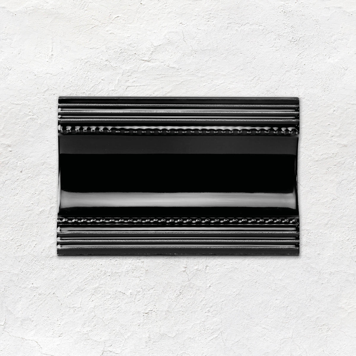 Jet Black Plain Cornice Ceramic Wall Tile 152x75mm - Gloss