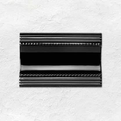 Jet Black Plain Cornice Ceramic Wall Tile 152x75mm
