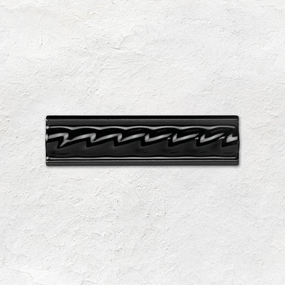 Jet Black Rope Moulding Ceramic Wall Tile 152x40mm