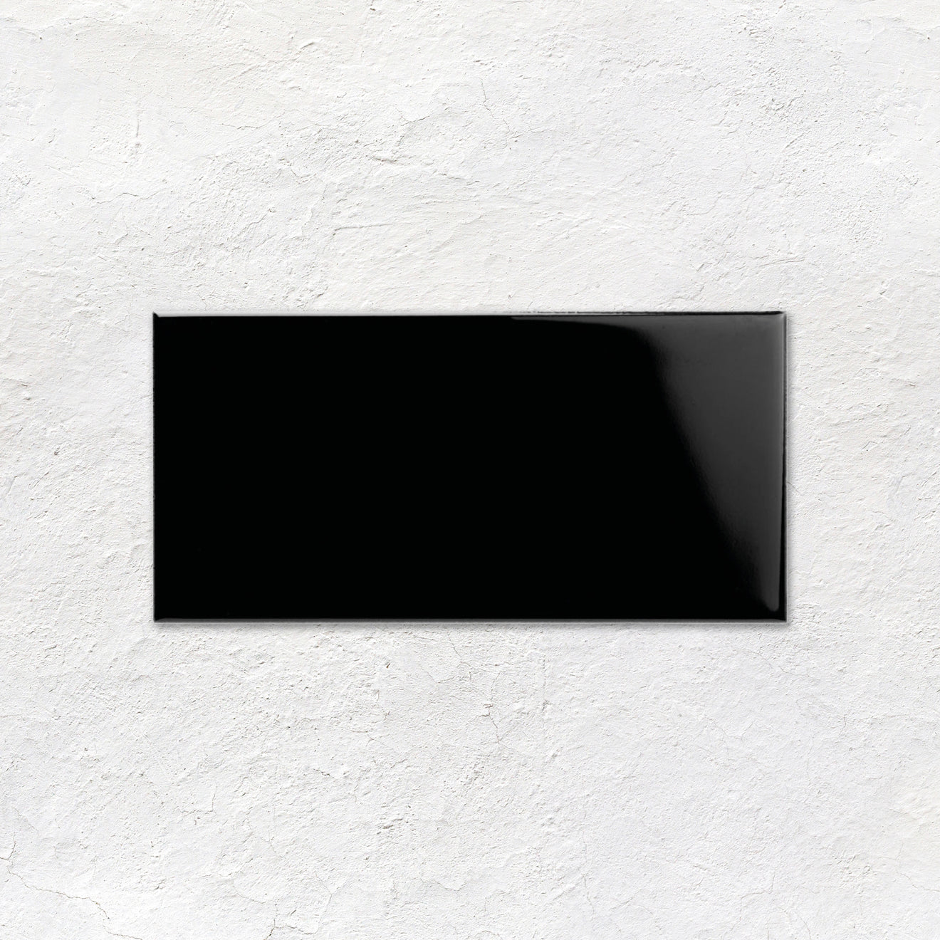 Jet Black Rounded Edge Short Ceramic Wall Tile - Gloss