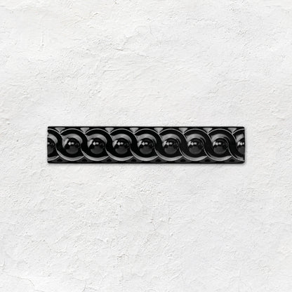 Jet Black Scroll Moulding Ceramic Wall Tile 152x29mm