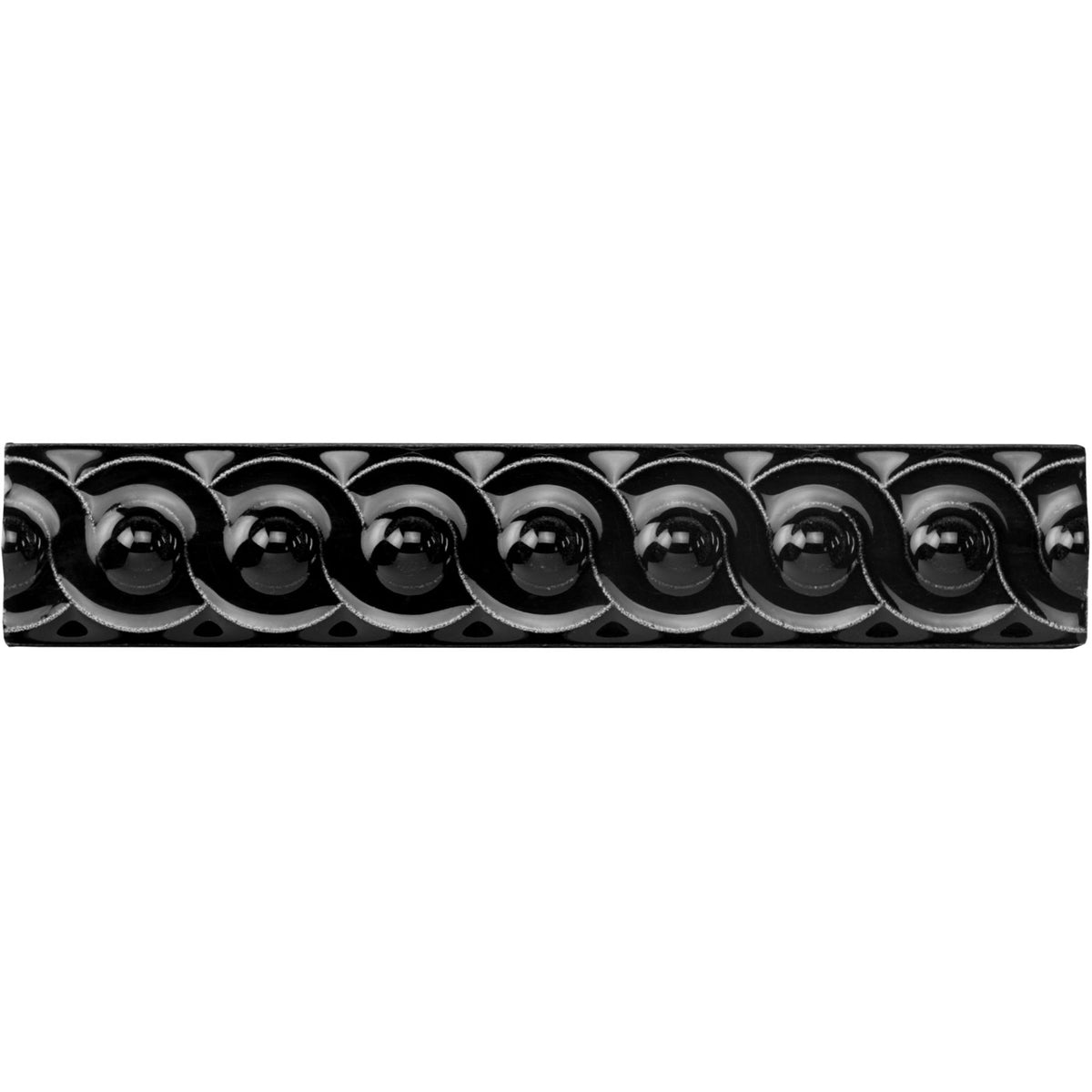 Jet Black Scroll Moulding Ceramic Wall Tile 152x29mm