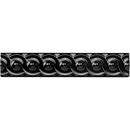 Jet Black Scroll Moulding Ceramic Wall Tile 152x29mm