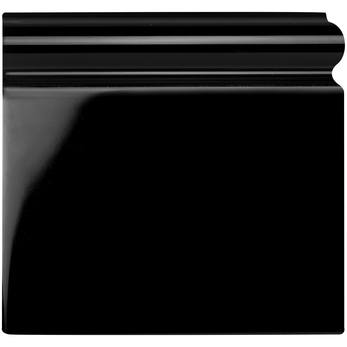 Jet Black Skirting Right Corner Ceramic Wall Tile - Gloss