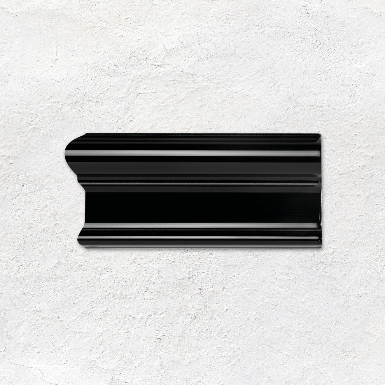 Jet Black Victoria Left Corner Ceramic Wall Tile - Gloss