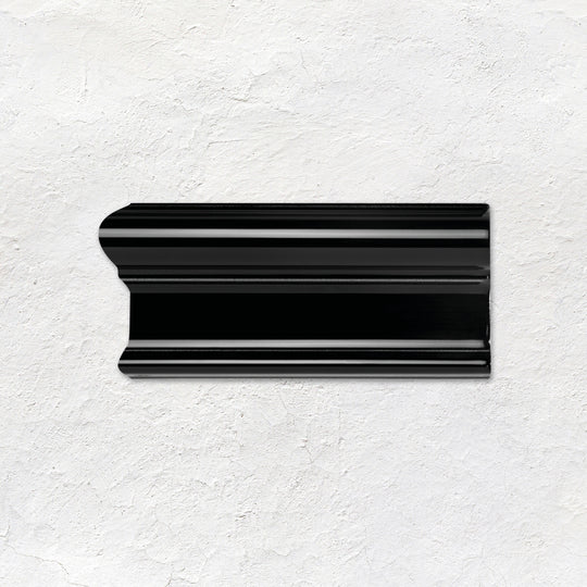 Jet Black Victoria Left Corner Ceramic Wall Tile