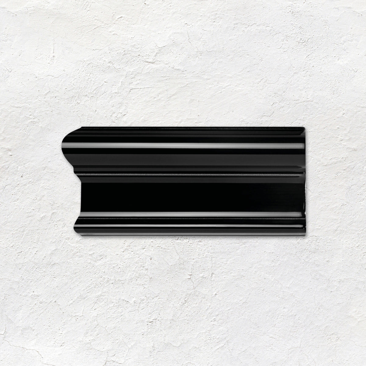Jet Black Victoria Left Corner Ceramic Wall Tile - Gloss