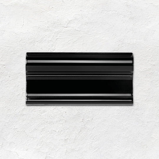Jet Black Victoria Moulding Ceramic Wall Tile 152x75mm