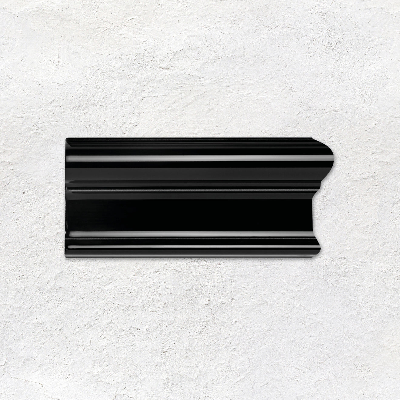 Jet Black Victoria Right Corner Ceramic Wall Tile - Gloss