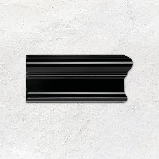 Jet Black Victoria Right Corner Ceramic Wall Tile