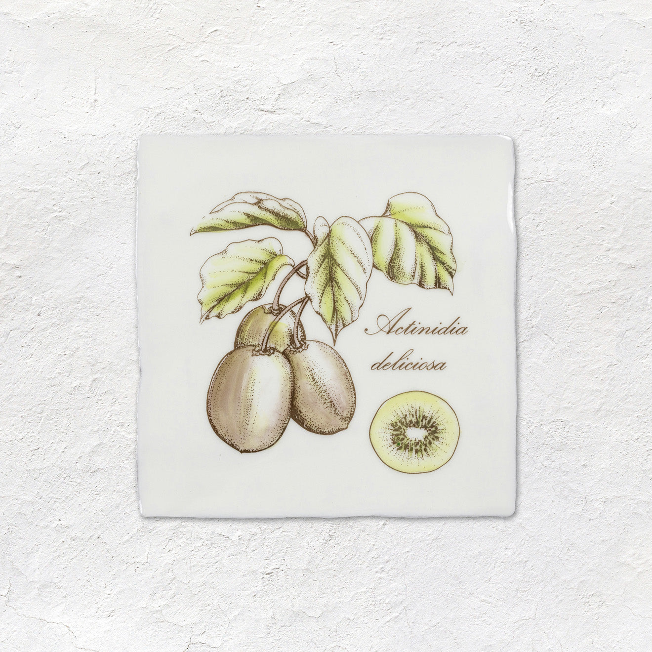 Kiwi Decorative Tile Sepia On Cotton – detail view 2