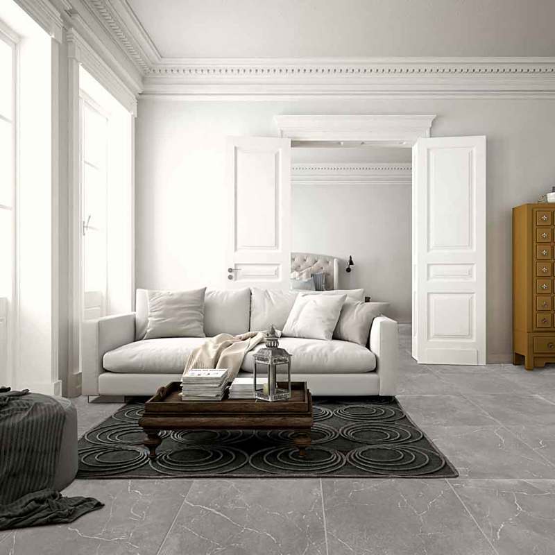Antique Marble Grigio Matt 30 x 30cm Wall & Floor Tile in a room setting