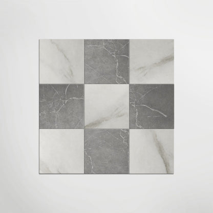 Antique Marble Bianco and Grigio Chequer Matt 30 x 30cm Wall & Floor Tile