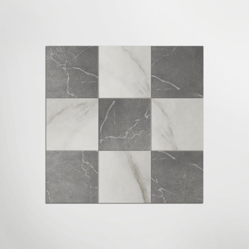 Antique Marble Bianco and Grigio Chequer Matt 30 x 30cm Wall & Floor Tile in a room setting