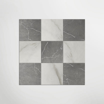 Antique Marble Bianco and Grigio Chequer Matt 30 x 30cm Wall & Floor Tile in a room setting