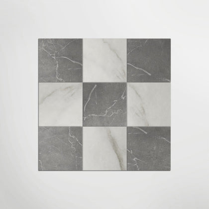 Marble Bianco and Grigio Chequer Matt 30 x 30cm