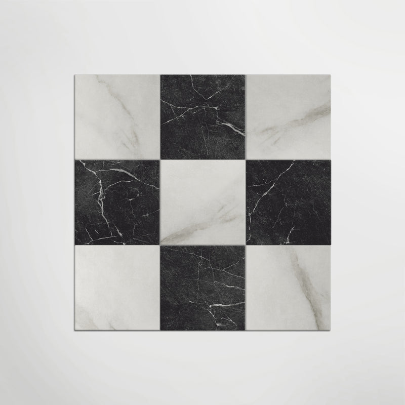 Antique Marble Bianco and Nero Marquina Chequer Matt 30 x 30cm Wall & Floor Tile