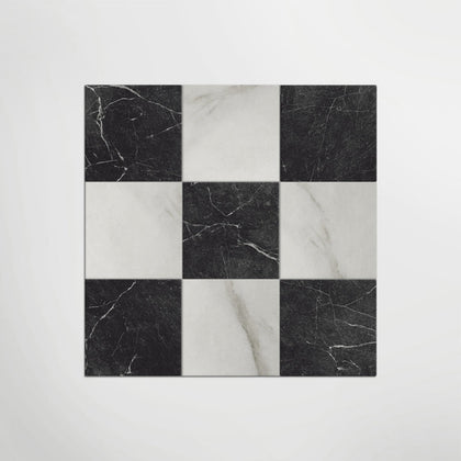 Marble Bianco and Nero Marquina Chequer Matt 30 x 30cm