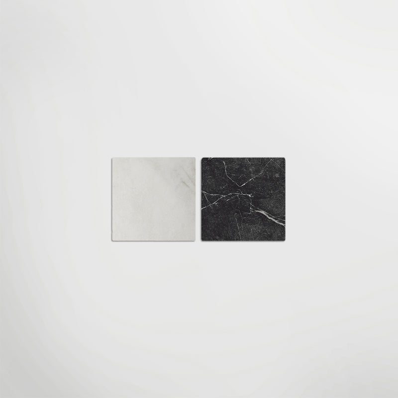 Antique Marble Bianco and Nero Marquina Chequer Matt 30 x 30cm Wall & Floor Tile
