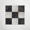Antique Marble Calacatta Oro and Nero Marquina Chequer Matt 30 x 30cm Wall & Floor Tile in a room setting