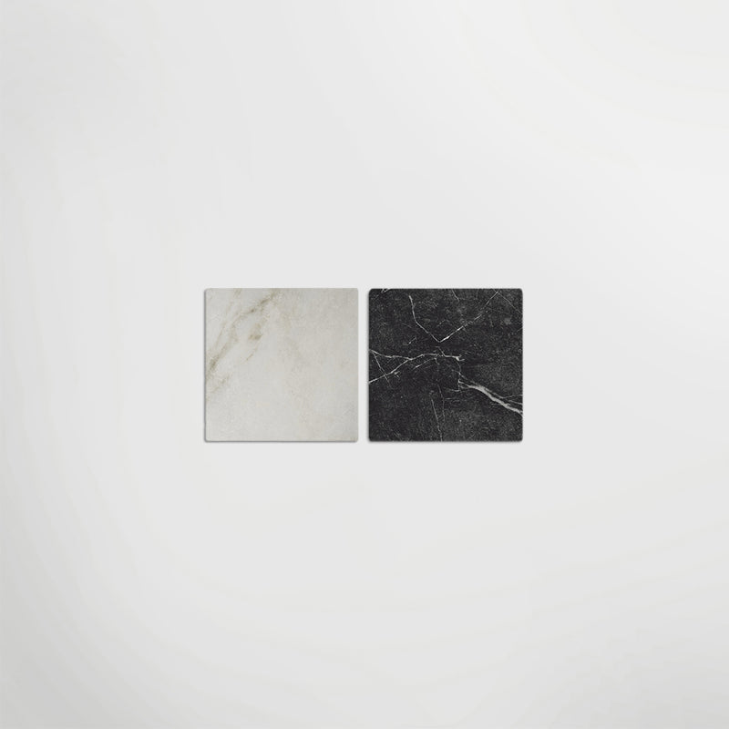 Antique Marble Calacatta Oro and Nero Marquina Chequer Marble Effect Porcelain. Matt 30 x 30cm Wall & Floor Tile