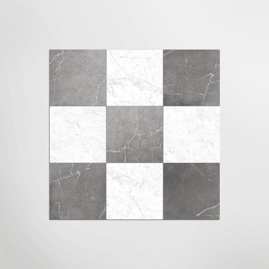 Antique Marble Grigio And Carrara Chequer Matt 30 x 30cm Wall & Floor Tile