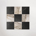 Antique Marble Macchia Vecchia and Nero Marquina Chequer Matt 30 x 30cm Wall & Floor Tile in a room setting