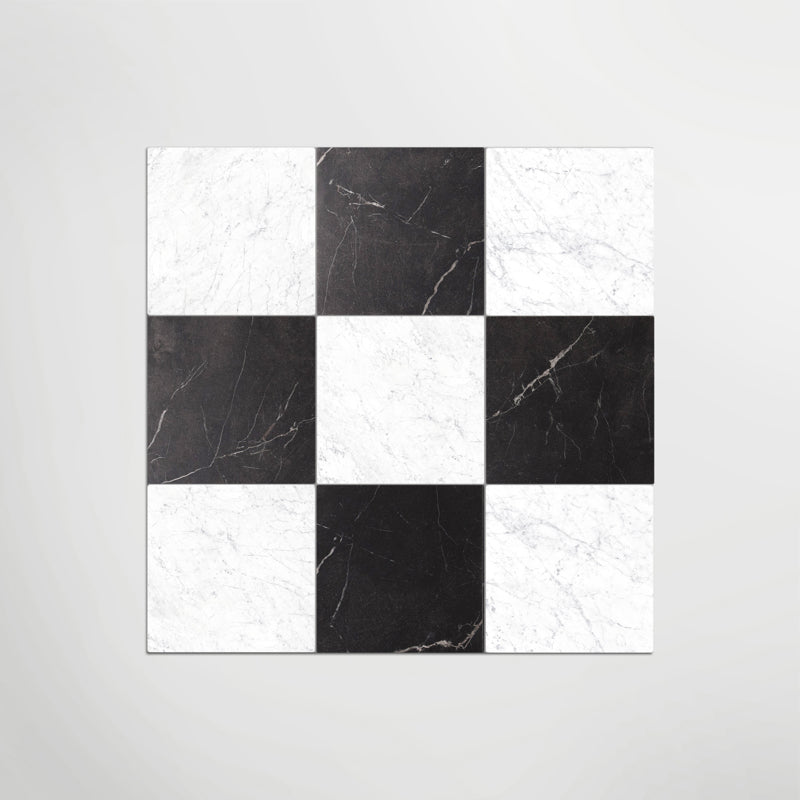 Antique Marble Nero Marquina And Carrara Chequer Matt 30 x 30cm Wall & Floor Tile