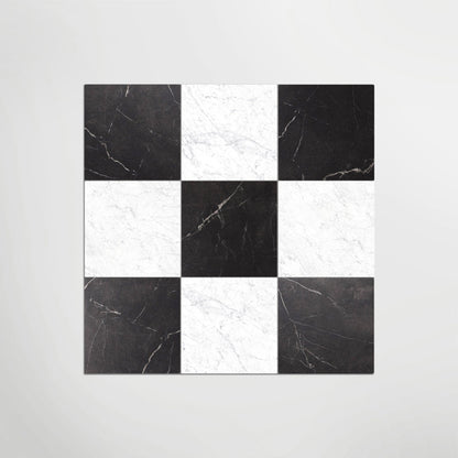 Antique Marble Nero Marquina And Carrara Chequer Matt 30 x 30cm Wall & Floor Tile in a room setting