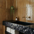 Arta Dijon Polished 5 x 45cm Wall Tile in a room setting