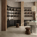 Bergen Sand Matt 90 x 90cm Wall & Floor Tile in a room setting