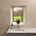 Biblical Ivory Textured 40cm x Random Length Wall Tile in a room setting