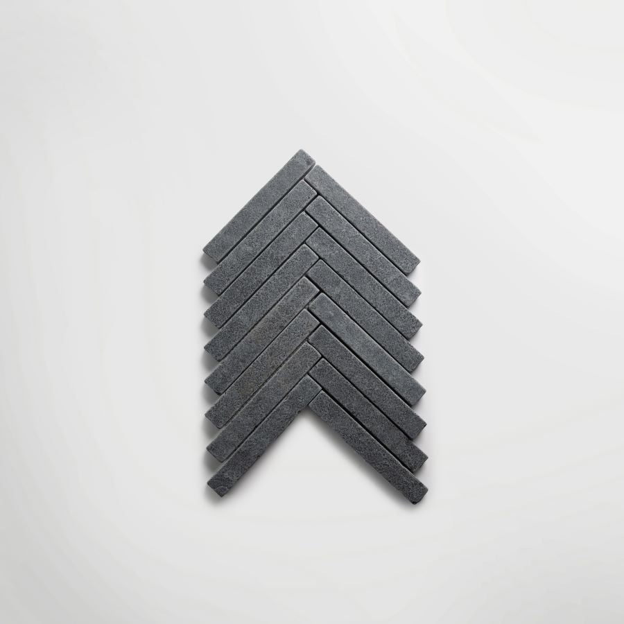 Bordeaux Black Herringbone Tumbled 36 x 29cm Wall & Floor Tile