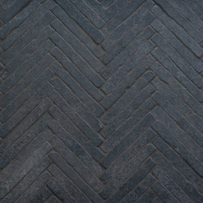 Bordeaux Black Herringbone Tumbled 36 x 29cm Wall & Floor Tile in a room setting