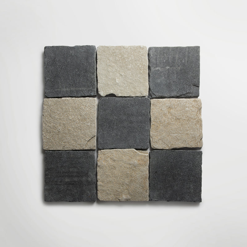Bordeaux Black Squares Tumbled 20 x 20cm Wall & Floor Tile