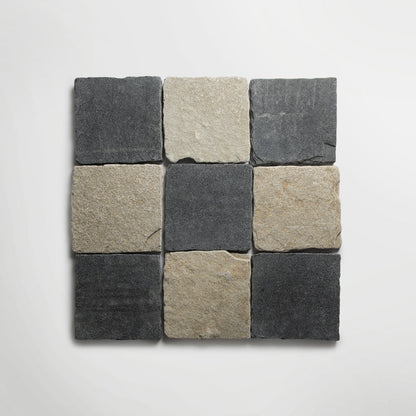 Bordeaux Black Squares Tumbled 20 x 20cm Wall & Floor Tile