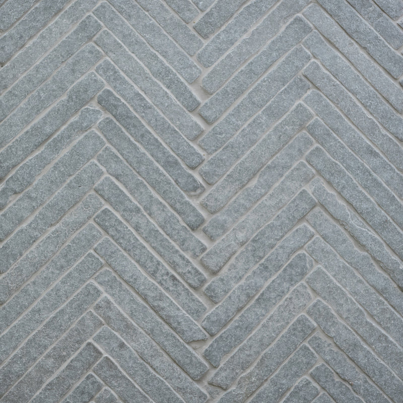 Bordeaux Blue Herringbone Tumbled 33.5 x 29cm Wall & Floor Tile in a room setting