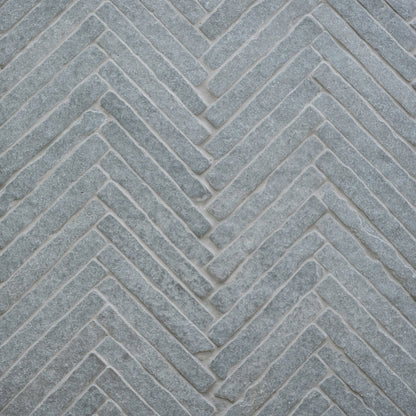 Bordeaux Blue Herringbone Tumbled 33.5 x 29cm Wall & Floor Tile in a room setting