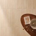 Calcetta Biscuit Matt 7.5 x 60cm Wall & Floor Tile in a room setting