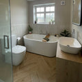 Chianti Beige Herringbone Matt 60 x 15cm Wall & Floor Tile in a room setting