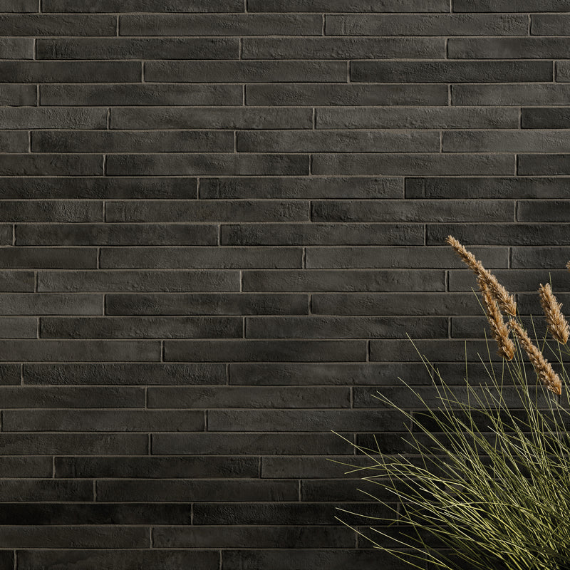Chiswick Charcoal Matt 5 x 45cm Wall Tile in a room setting