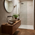 Classic Beige Polished 120 x 60cm Wall & Floor Tile in a room setting