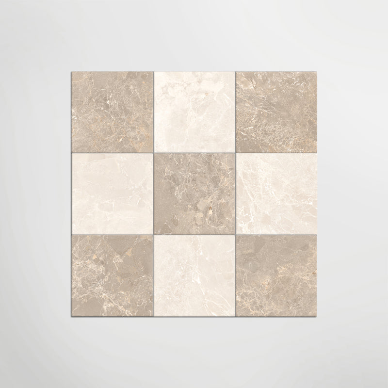 Cosmo Crema and Taupe Chequer Matt 30 x 30cm Wall & Floor Tile