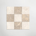 Cosmo Crema and Taupe Chequer Matt 30 x 30cm Wall & Floor Tile in a room setting