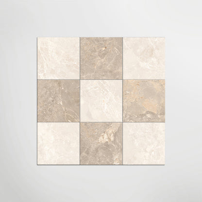 Cosmo Crema and Taupe Chequer Matt 30 x 30cm Wall & Floor Tile in a room setting