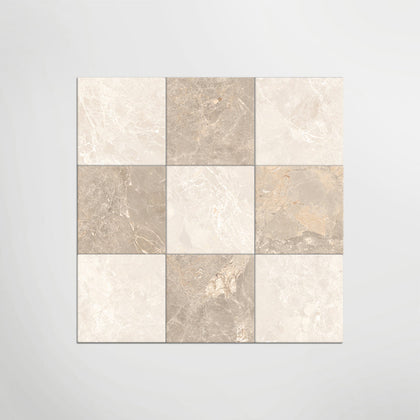 Crema and Taupe Chequer Matt 30 x 30cm