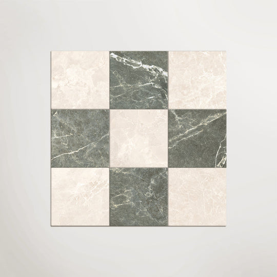 Cosmo Crema and Verde Chequer Matt 30 x 30cm Wall & Floor Tile