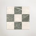 Cosmo Crema and Verde Chequer Matt 30 x 30cm Wall & Floor Tile in a room setting