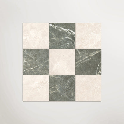 Cosmo Crema and Verde Chequer Matt 30 x 30cm Wall & Floor Tile in a room setting