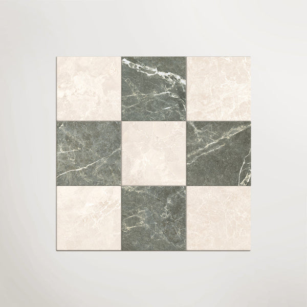 Crema and Verde Chequer Matt 30 x 30cm